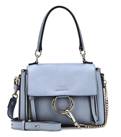 Shop Chloé Mini Faye Day Leather Shoulder Bag In Blue