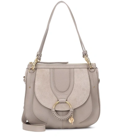 Shop See By Chloé Hana Hobo Large Leather And Suede Tote In Grey