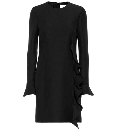 Shop Valentino Virgin Wool And Silk Minidress In Black