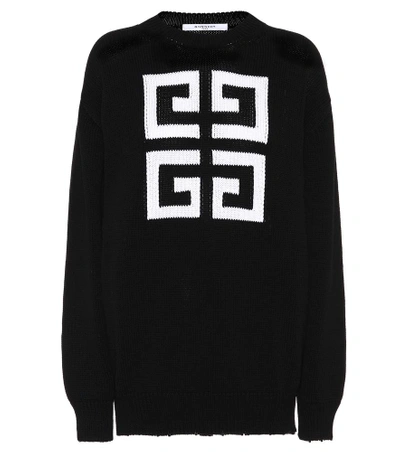 Shop Givenchy Intarsia Cotton Sweater In Black