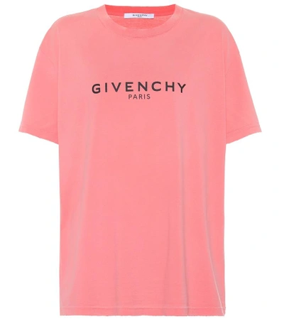 Shop Givenchy Logo Printed Cotton T-shirt In Pink
