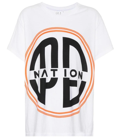 Shop P.e Nation Acrobatics Printed Cotton T-shirt In White