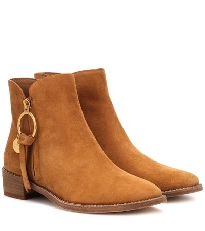 Shop See By Chloé Louise Flat Suede Ankle Boots In Brown