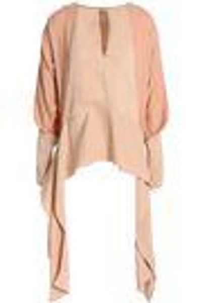 Shop Lanvin Woman Draped Two-tone Crepe De Chine Blouse Blush