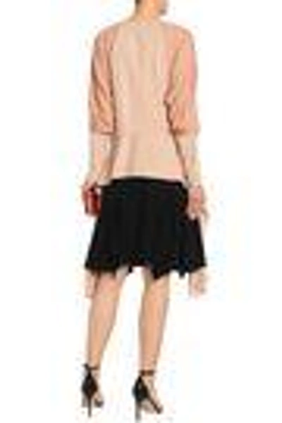 Shop Lanvin Woman Draped Two-tone Crepe De Chine Blouse Blush