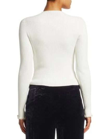 Shop Proenza Schouler Cropped Rib-knit Crewneck Sweater In Off White