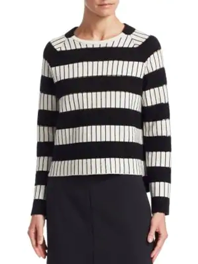 Shop Akris Cashmere Stripe Sweater In Black-paper