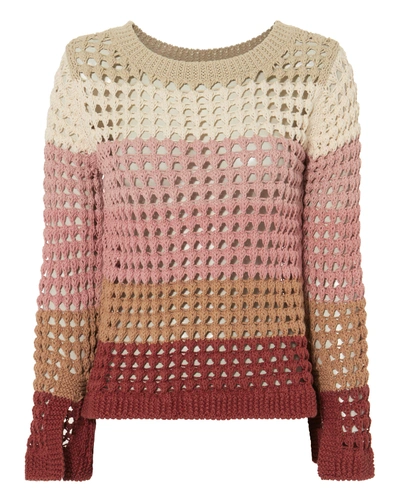 Shop See By Chloé Open Knit Split Sleeve Sweater
