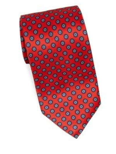 Shop Brioni Circle Medallion Silk Tie In Red