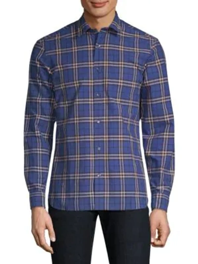 Shop Burberry Core Checked Shirt In Steel Blue