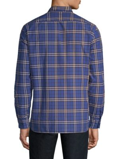 Shop Burberry Core Checked Shirt In Steel Blue