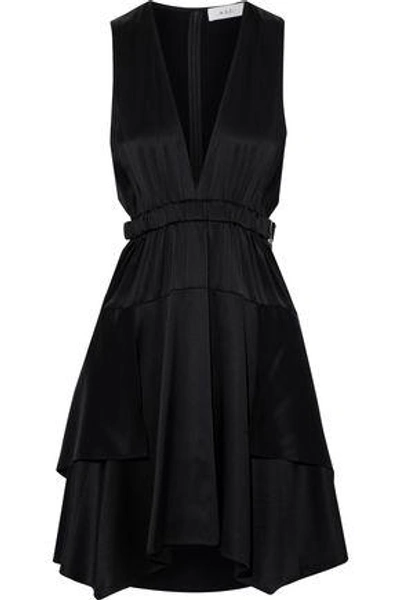 Shop A.l.c Woman Cutout Silk-blend Satin Mini Dress Black