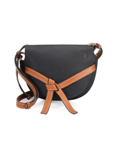 Shop Loewe Small Gate Leather Saddle Bag In Black