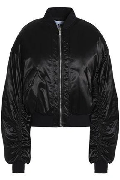 Shop Msgm Woman Ruched Shell Bomber Jacket Black