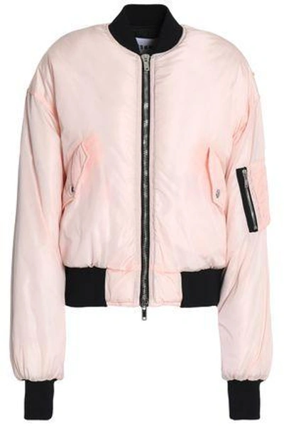Shop Msgm Woman Shell Bomber Jacket Pastel Pink