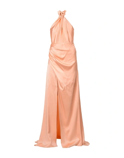 Shop Maria Lucia Hohan Long Dress In Salmon Pink