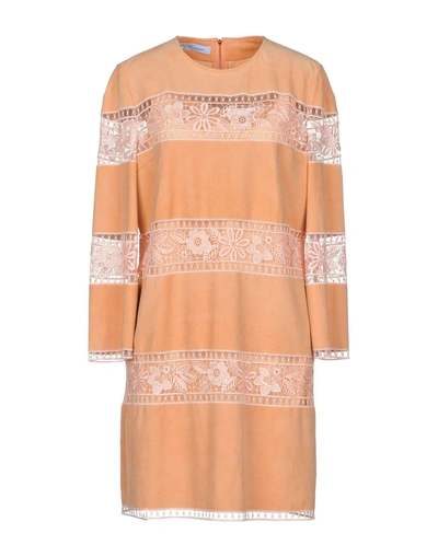 Shop Blumarine Woman Mini Dress Apricot Size 4 Goat Skin, Polyester, Polyamide In Orange