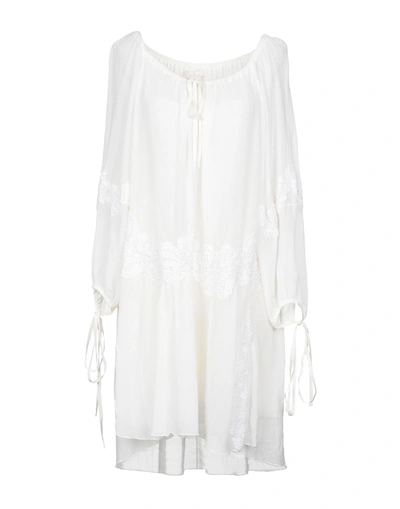 Shop Chloé Woman Mini Dress Ivory Size 6 Cotton, Silk In White