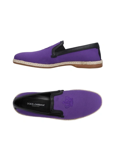 Shop Dolce & Gabbana Man Loafers Purple Size 6 Cotton, Calfskin