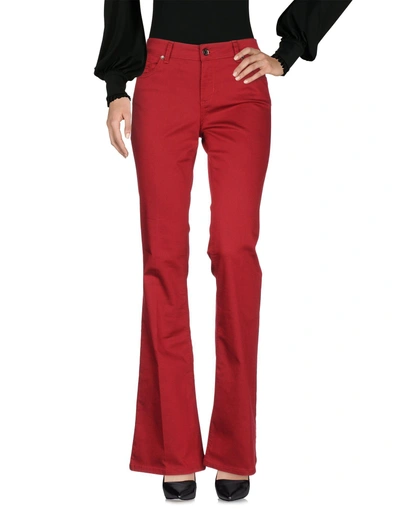 Shop Liu •jo Woman Pants Brick Red Size 24w-36l Cotton, Polyester, Elastane