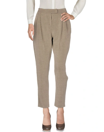Shop Armani Collezioni Woman Pants Khaki Size 10 Cotton, Virgin Wool, Acrylic, Polyamide, Elastane In Beige
