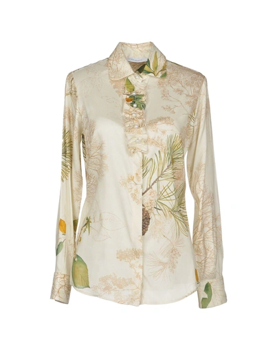 Shop Aglini Floral Shirts & Blouses In Beige