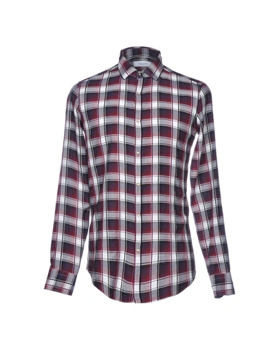 Shop Aglini Checked Shirt In Maroon