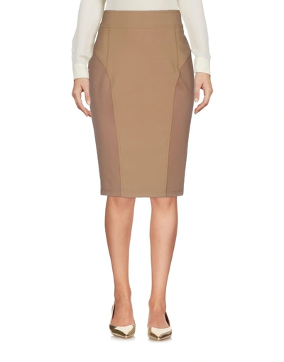 Shop Burberry Knee Length Skirt In Camel