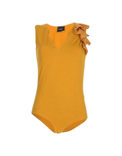 Shop Atos Lombardini Woman Top Ocher Size 6 Viscose, Elastane, Polyester In Yellow