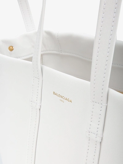 Shop Balenciaga White Laundry Cabas S Leather Tote