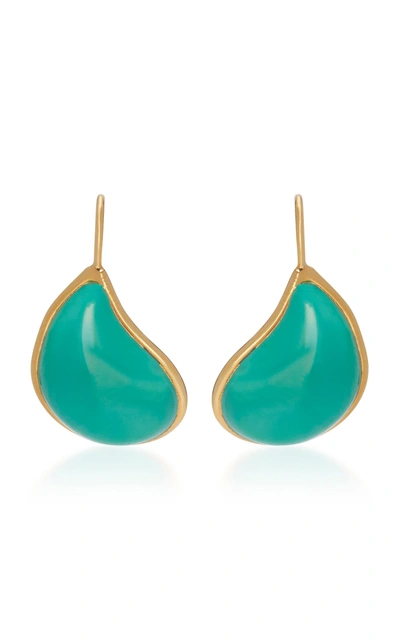 Shop Loulou De La Falaise 24k Gold-plated Stone Earrings In Green