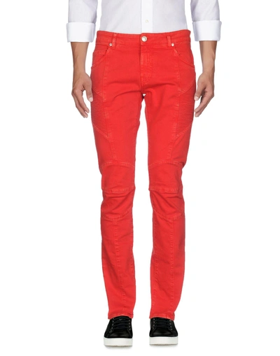 Shop Pierre Balmain Denim Pants In Red