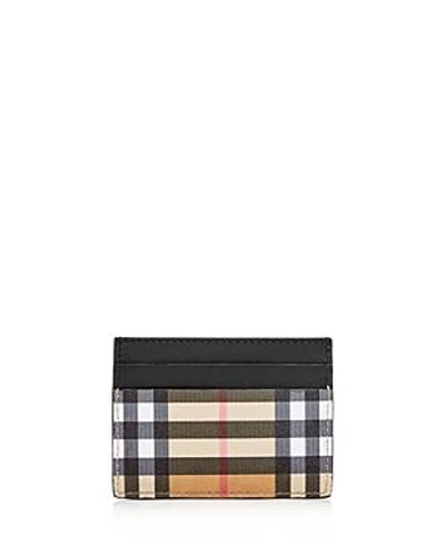 Shop Burberry Vintage Check & Leather Card Case In Black