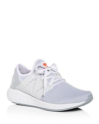 Shop New Balance Women's Cruz Knit Lace Up Sneakers In White/silver