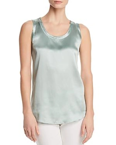 Shop Lafayette 148 Reversible Perla Silk Blouse In Herbal Mist