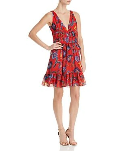 Shop Rebecca Minkoff Lucille Flounced Floral-print Dress In Red Multi