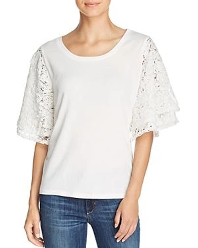 Shop Love Scarlett Tiered Lace-sleeve Top In Chantilly