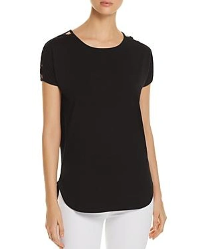 Shop Alison Andrews Cutout-sleeve Tee In Black