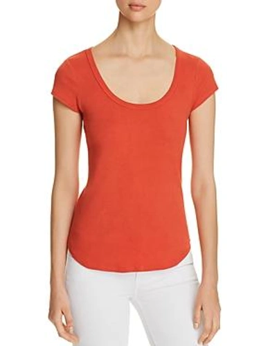 Shop Three Dots Scoop Neck Tee In Red Clay