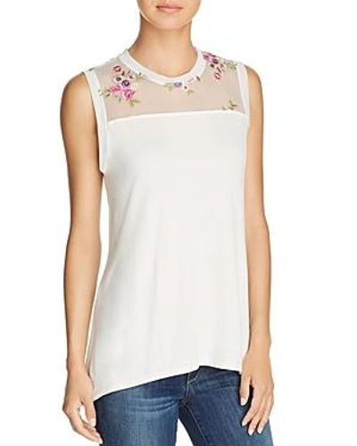 Shop Kim & Cami Floral-embroidered Tank In White