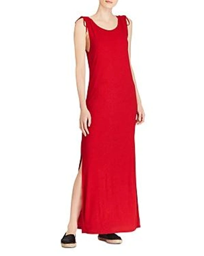 Shop Ralph Lauren Lauren  Tie-shoulder Maxi Dress In Red