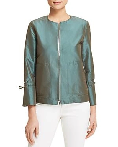 Shop Lafayette 148 Johnsie Zip Jacket In Bottle Green