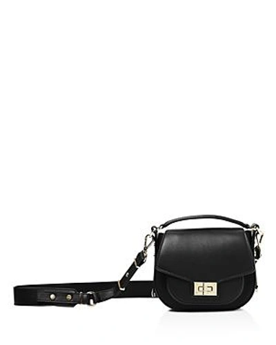 Shop The Kooples Emily Mini Leather Saddle Bag In Black