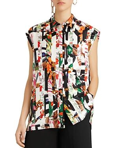 Shop Burberry Hen Archive Print Mulberry Silk Top In Multicolor Pattern