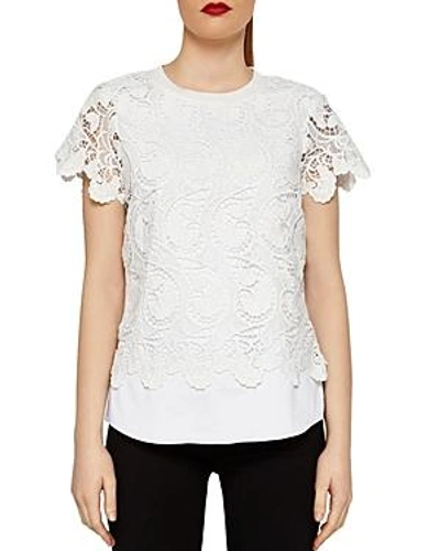 Shop Ted Baker Kitta Layered-look Lace Top In White