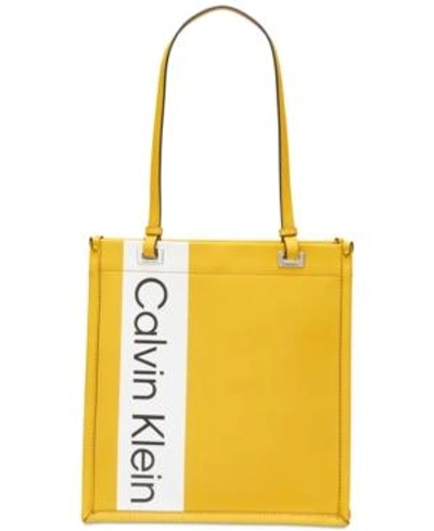 Shop Calvin Klein Franzy Logo Tote In Marigold/silver