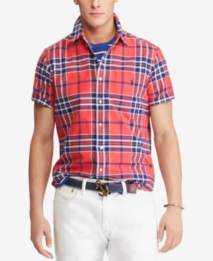 red plaid polo button down
