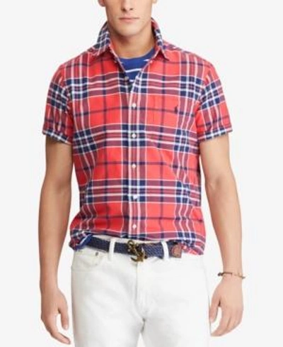 Shop Polo Ralph Lauren Men's Classic Fit Plaid Shirt In Sunset/navy Multi