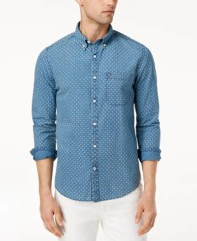 Shop Tommy Hilfiger Men's Noble Printed Slim Fit Shirt, Created For Macy's In Indigo