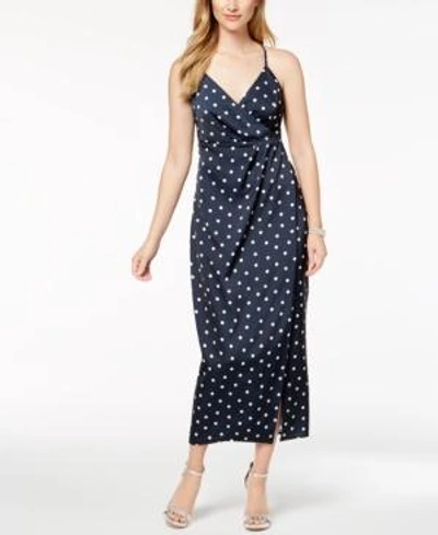 Shop Bardot Dot-print Wrap Maxi Dress In Navy/white